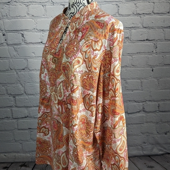 Charter Club Women's Long Sleeve paisley Print keyhole front Size 24w Top BBIN - Picture 9 of 10